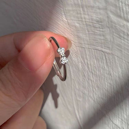 Bow ring women do not fade fashionable niche design opening adjustable index finger ring cute simple ins tide