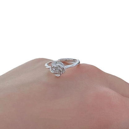 [In Stock]Light Luxury Versatile Premium Sense Yellow Gold Rose Ring Women's New Flower Opening Ring Gift