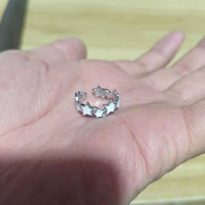 [In Stock]Luminous blue star element ring, female niche unique design, high-end sense, personalized index finger ring, girlfriend accessories