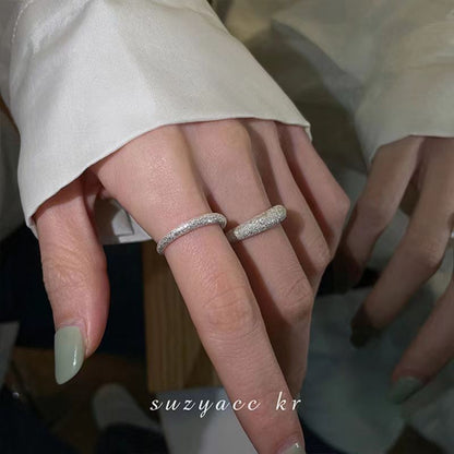 [In stock]Bright silver matte galaxy ring, women's ins cold wind index finger ring, tide fashion ring, light luxury ring, adjustable opening