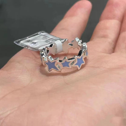 [In stock]Blue Irregular Star Element Ring Female Niche Unique Design High Sense Personality Index Finger Ring Girlfriend Accessories