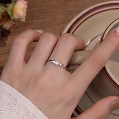 Color twist double diamond ring women's high-end sense simple plain ring adjustable ring ins niche cold wind tail ring