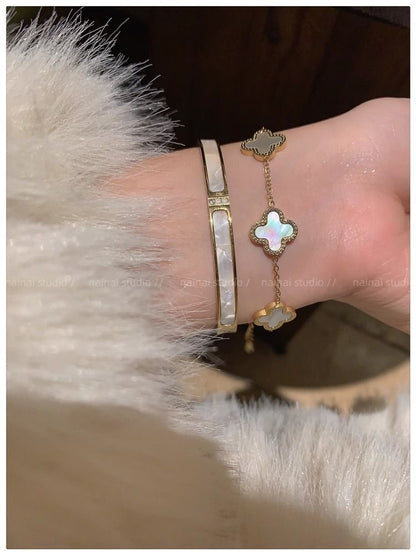 Non-Fading Roman Digital Small Waist Gold Bracelet Women's High-Grade Light Luxury Clover Bracelet New Fashion Bracelet